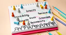 Colored people illustrated on a notepad, embodying loyalty, trust, and service, highlighting the essence of reliability